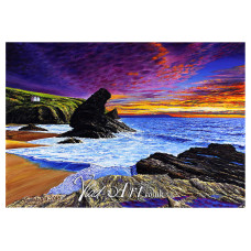 Sunset over Carreg Bica in Llangrannog 