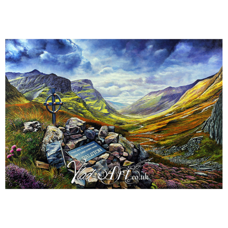 Ralston Memorial in Glen Coe – Original Scottish Landscape Oil Painting Ralston Memorial in Glen Coe – Original Scottish Landscape Oil Painting