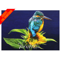 Kingfisher on a sunflower Oil Painting Kingfisher on a sunflower Oil Painting