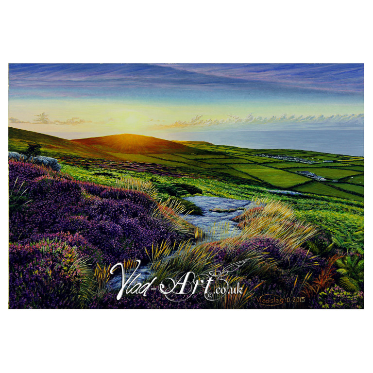 Coastal Sunset with Heather Bloom