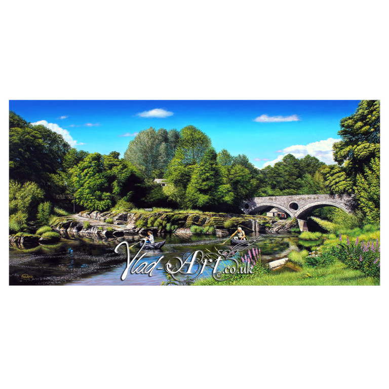 Coracles on the Teifi River by Cenarth Bridge